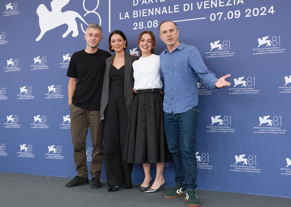 #2. April Kakha Kintsurashvili, Ia Sukhitashvili, Director Dea Kulumbegashvili and Merab Ninidze at Venice International Film Festival.