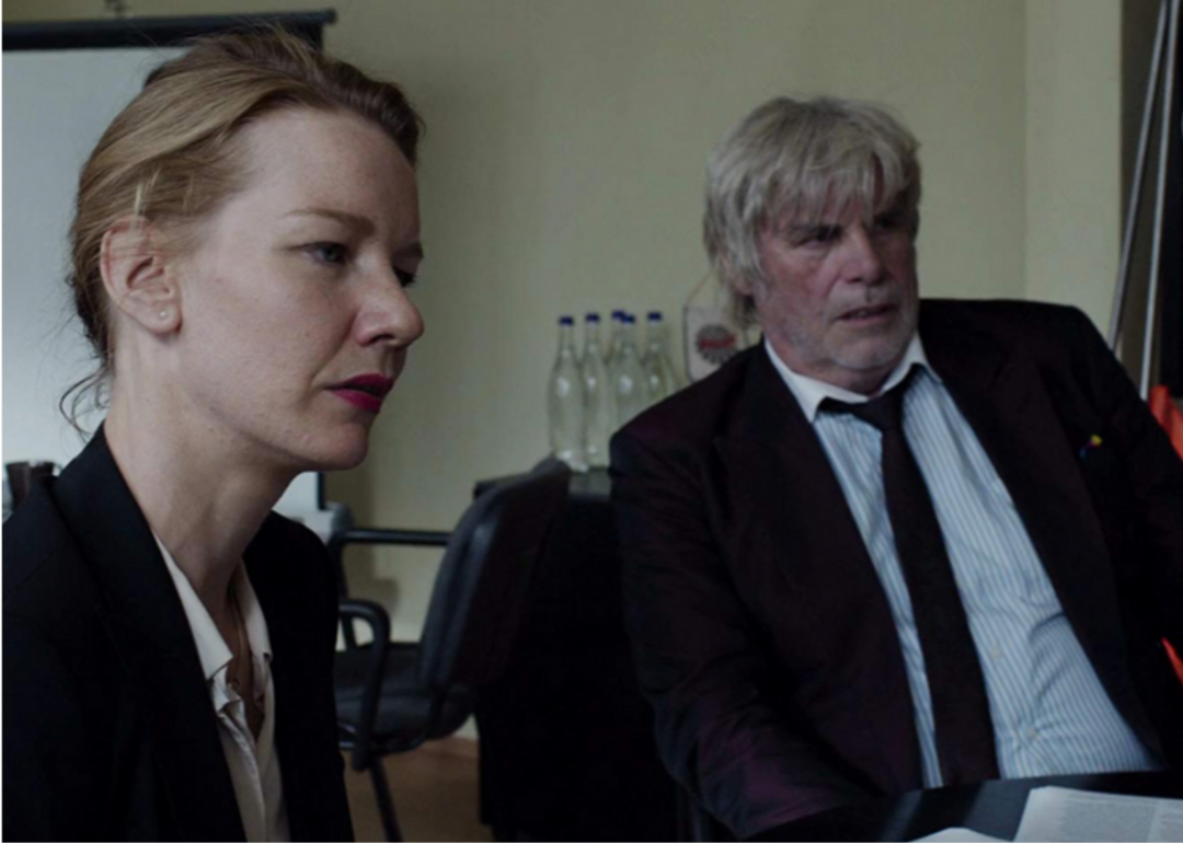 Peter Simonischek and Sandra Hüller in a scene from ‘Toni Erdmann’