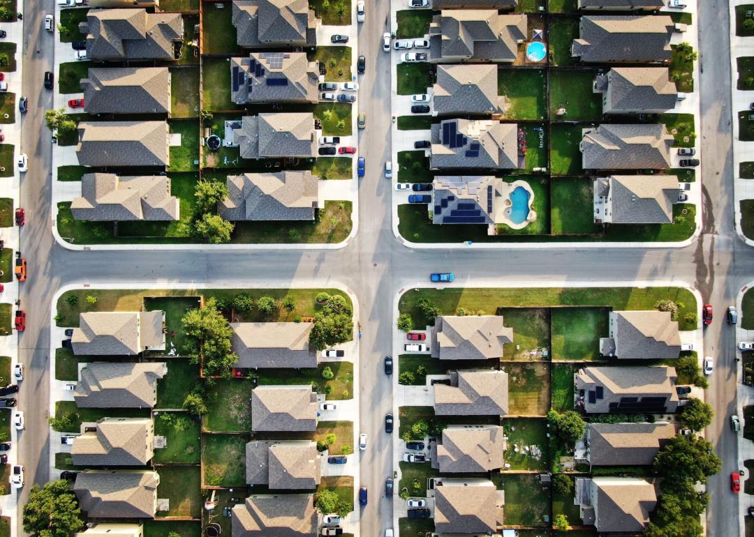 Aerial view of San Antonio suburban neighborhood.