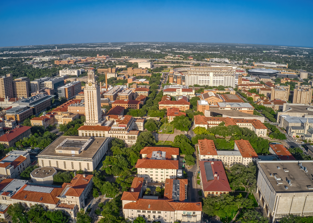 Aerial view of The University of Texas at Austin.