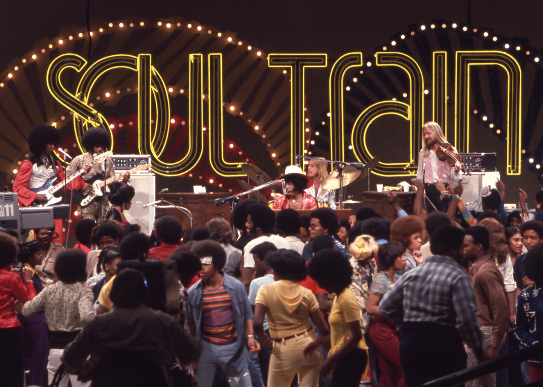 The band ‘Sly and the Family Stone’ perform on the TV show ‘Soul Train.