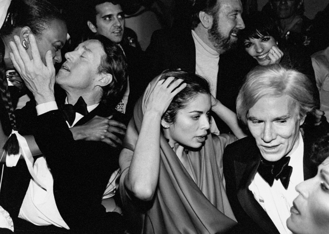 Celebrities during New Year's Eve party at Studio 54.