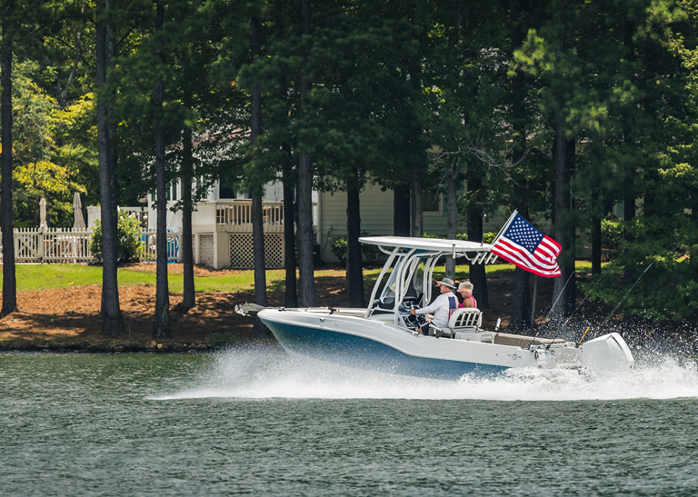 Boaters on the lake in Greensboro.