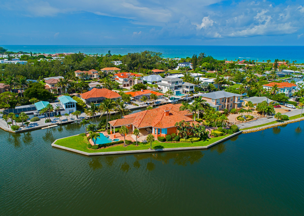 Aerial view of homes on Long Boat Key.