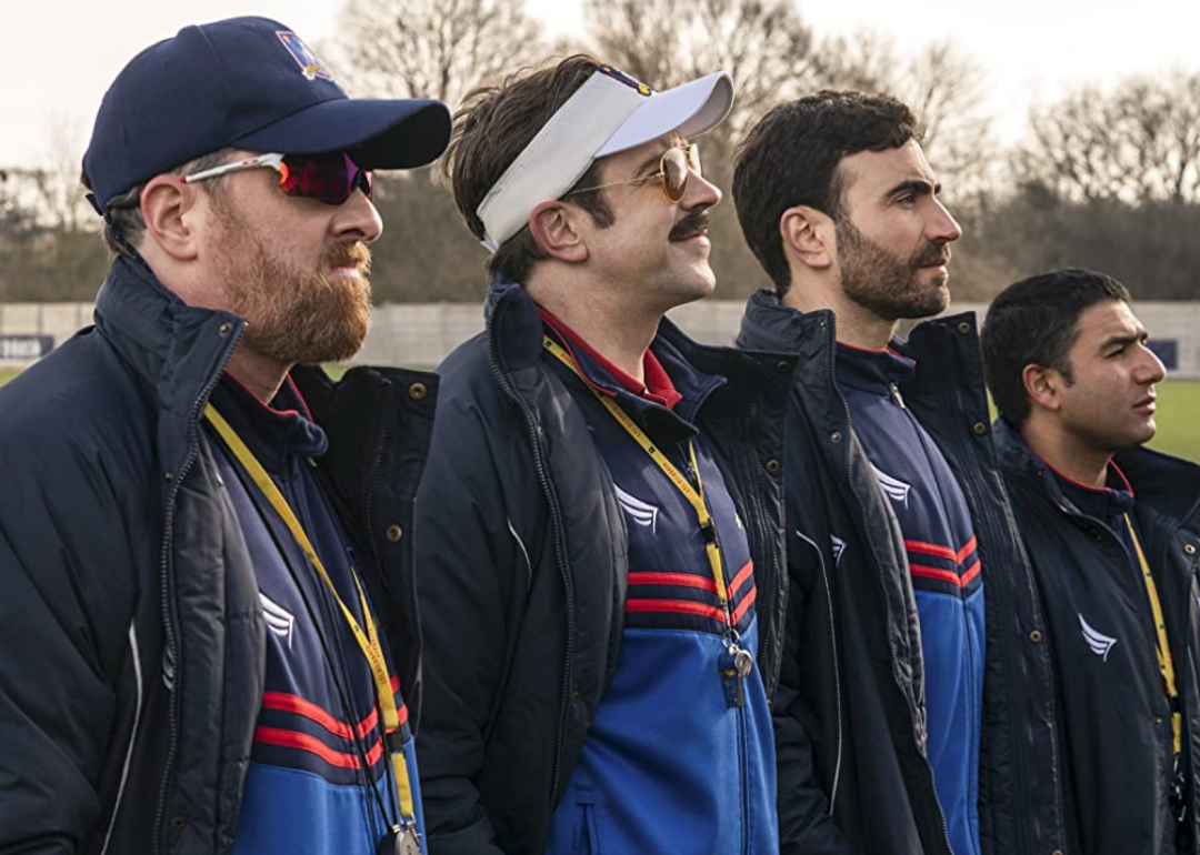 Brendan Hunt, Jason Sudeikis, Brett Goldstein, and Nick Mohammed in an episode of ‘Ted Lasso’.