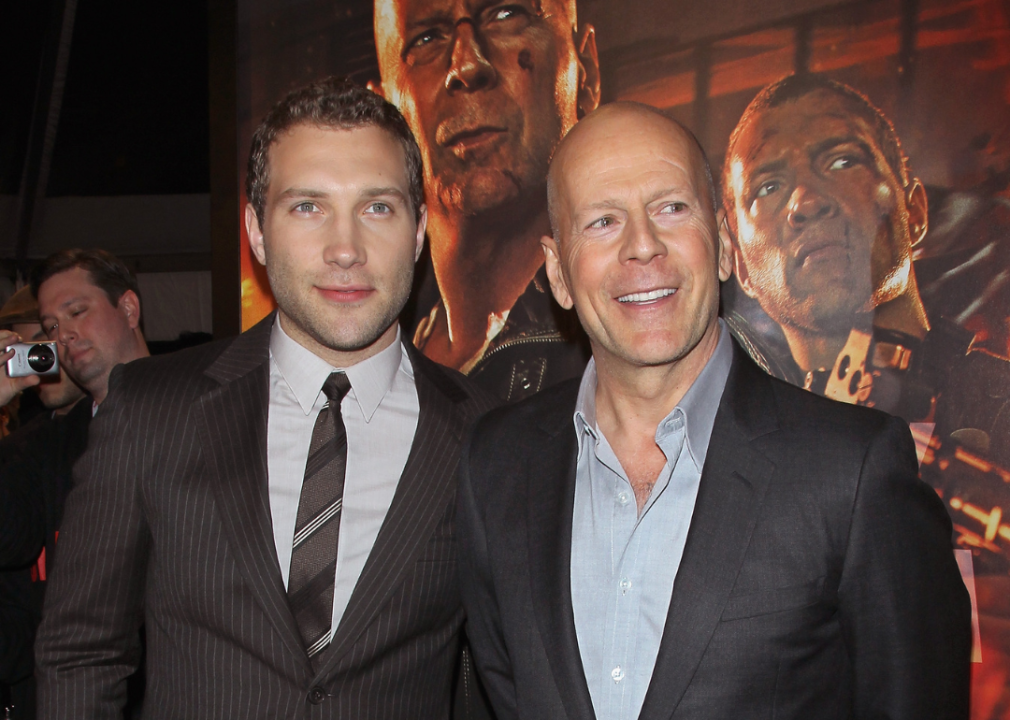 Jai Courtney and Bruce Willis attend the "A Good Day To Die Hard" fan celebration.