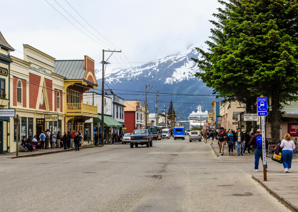 Main street in a small town in Alaska.