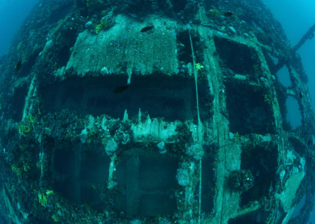 Shipwreck of the Baron Gautsch underwater in the Mediterranean Sea