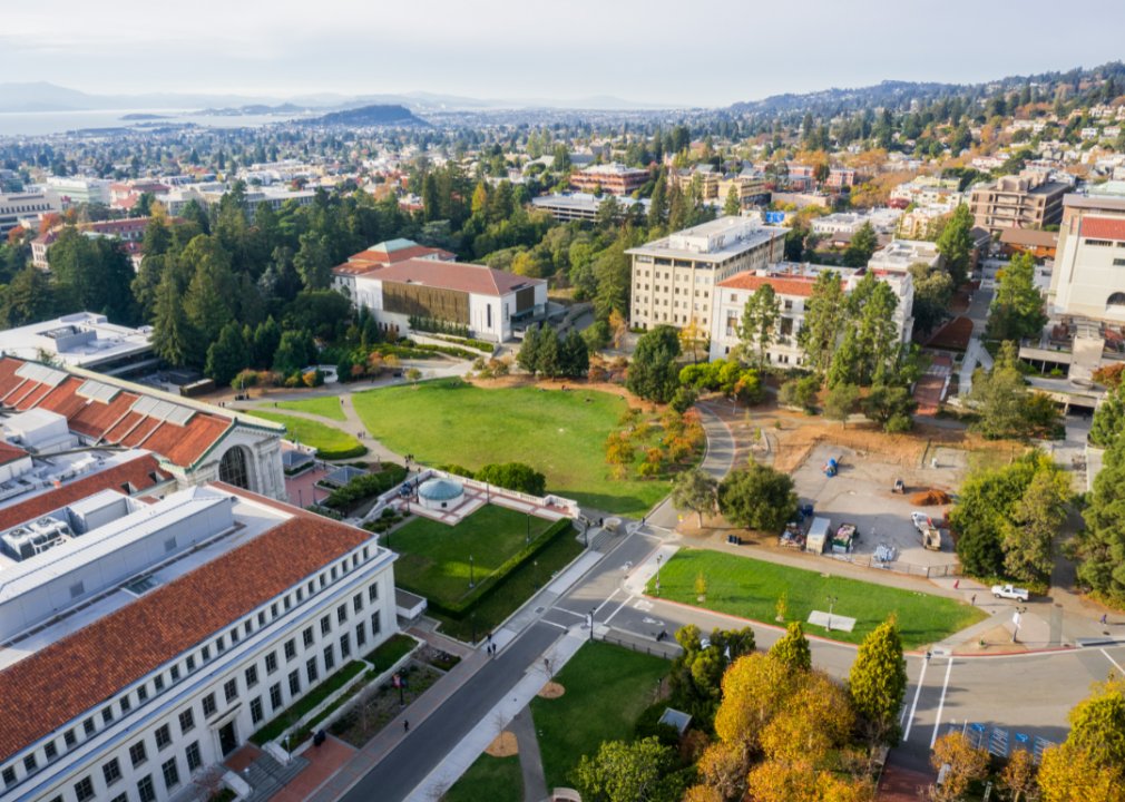 An aerial view of buildings in Berkeley, California.