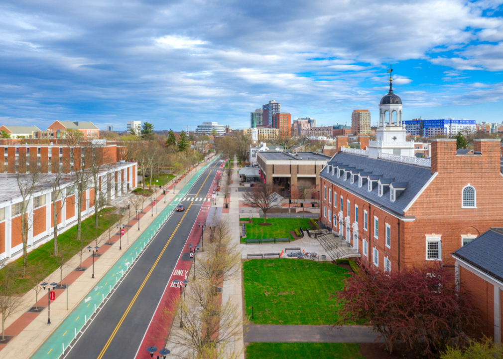An aerial view of campus.