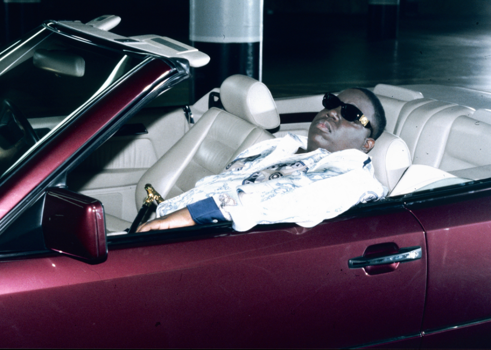 Beef Notorious B.I.G. in a convertible.