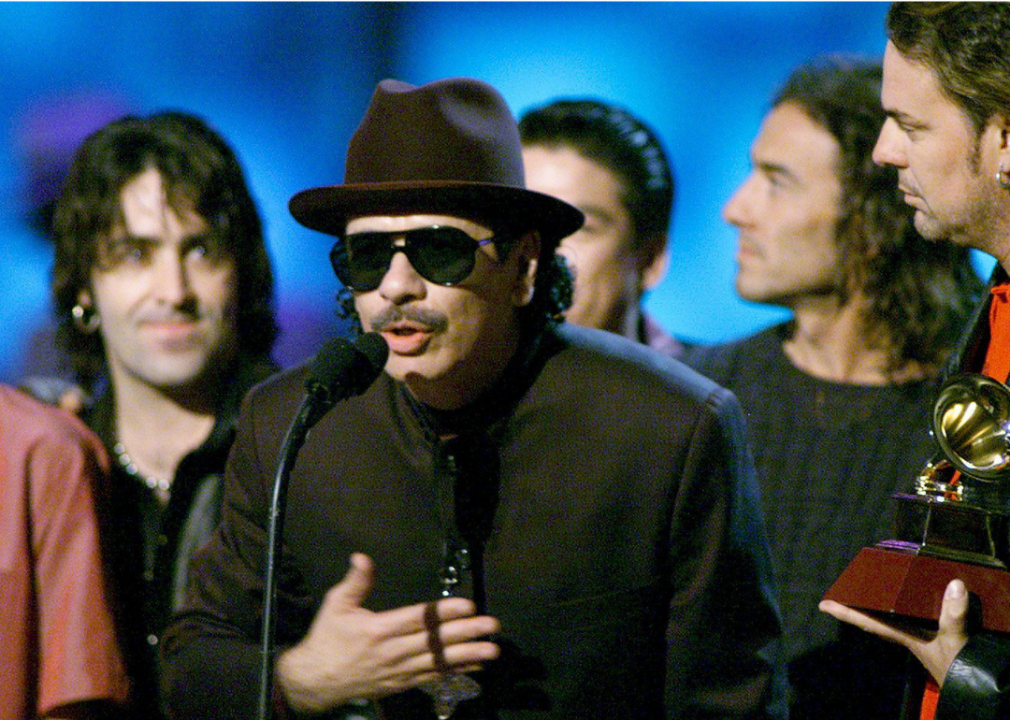 Santana accepts Grammy award.