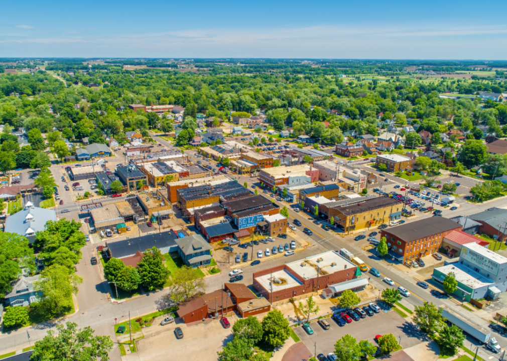 An aerial view of Nappanee, IN.