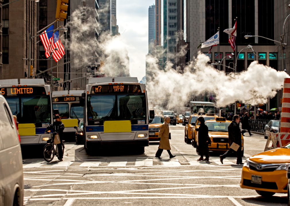 A busy New York street.