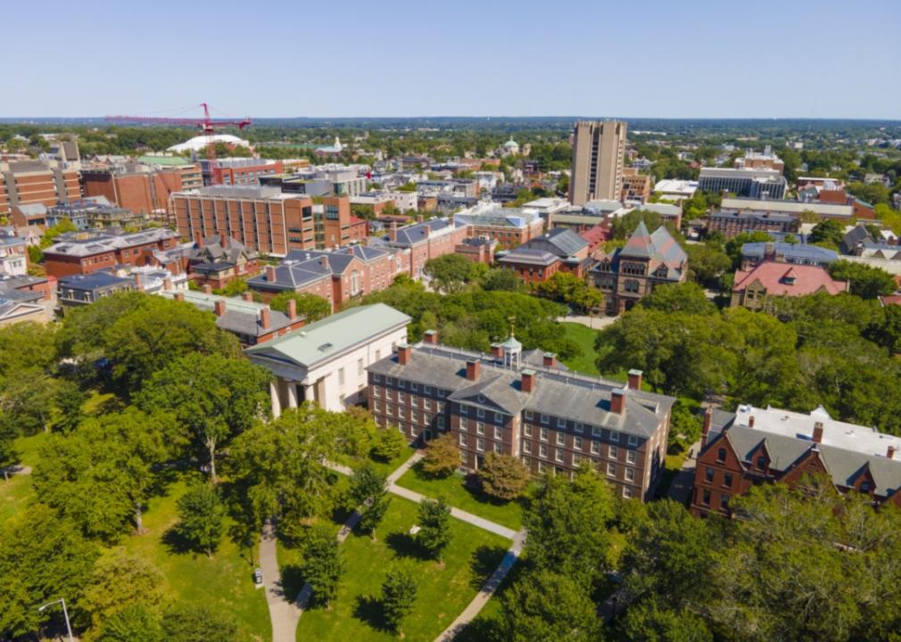 An aerial view of Brown University.