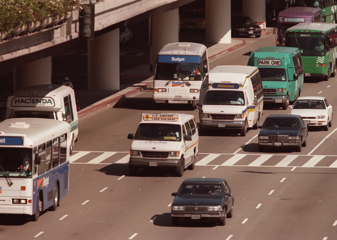 Traffic into Los Angeles International Airport in 1998.