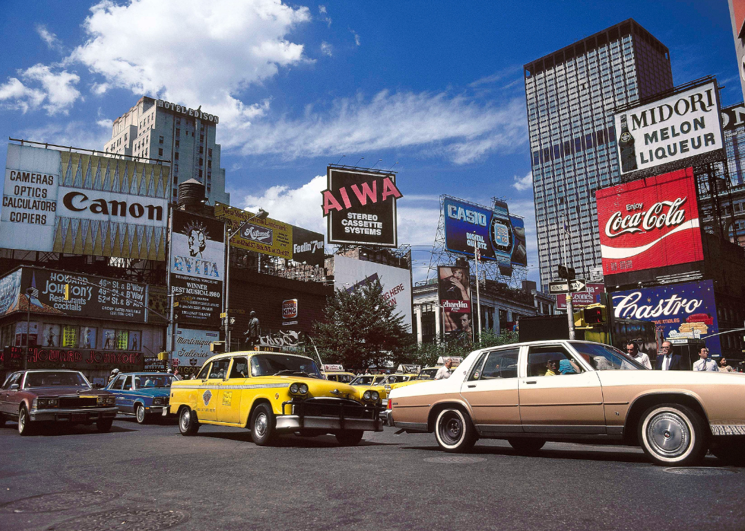 Cars in a Manhattan street in 1981.