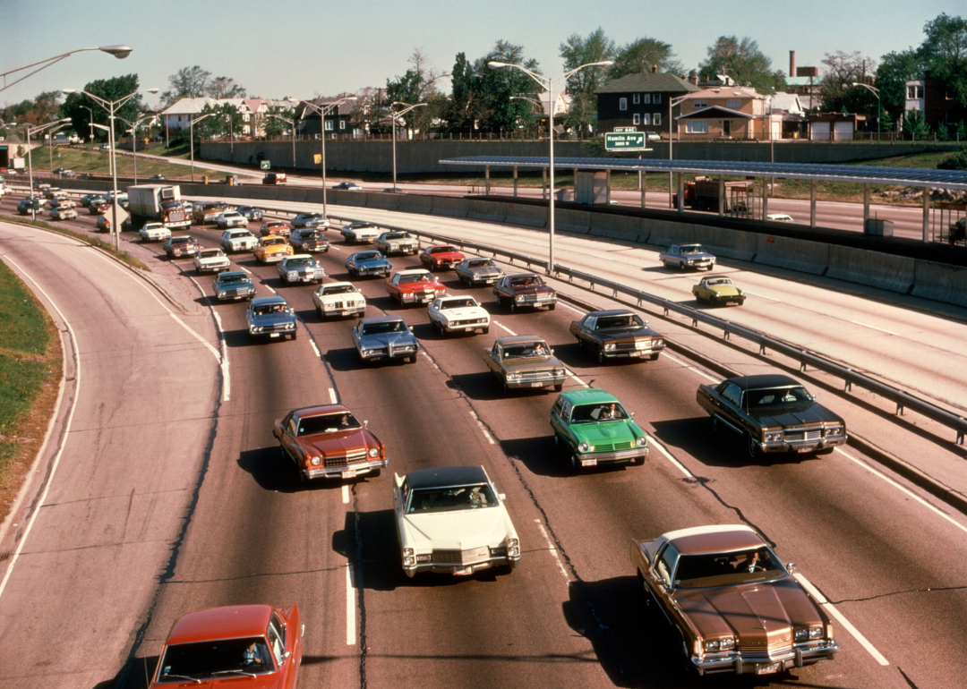 Freeway traffic in 1972.