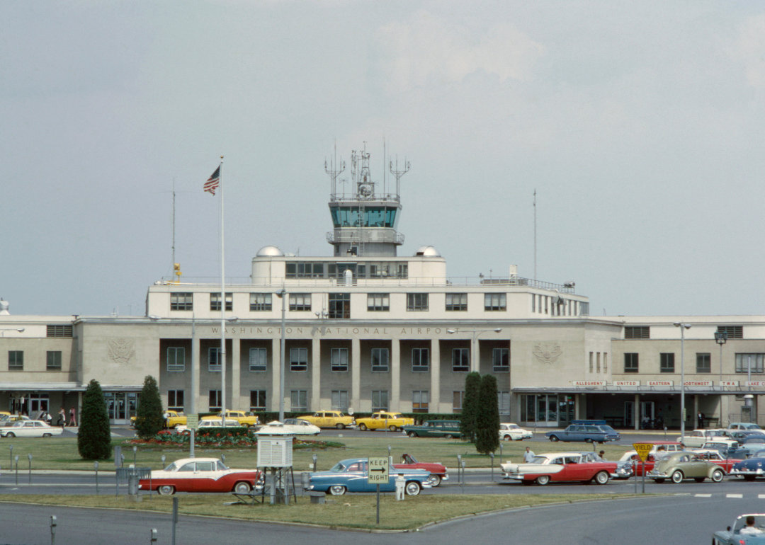 Cars parked outside Washington National Airport in July 1962.