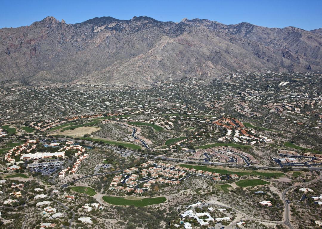 An aerial view of the Catalina Mountains near Tucson, Arizona