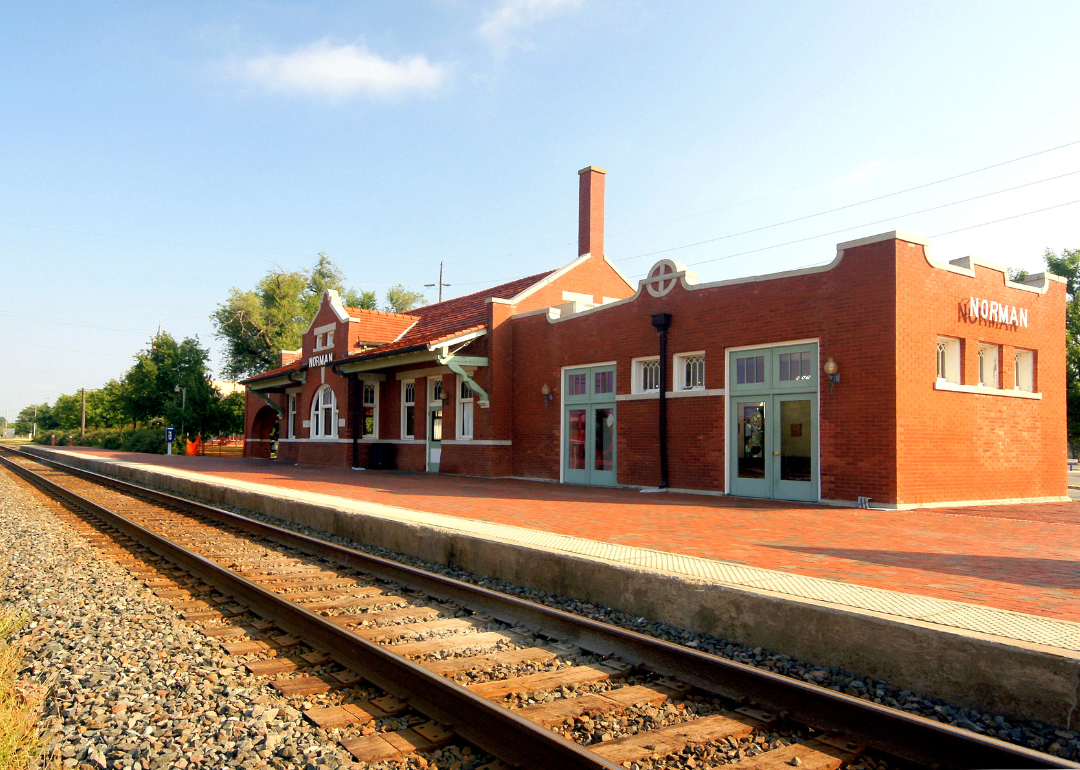 A small brick train station in Norman.