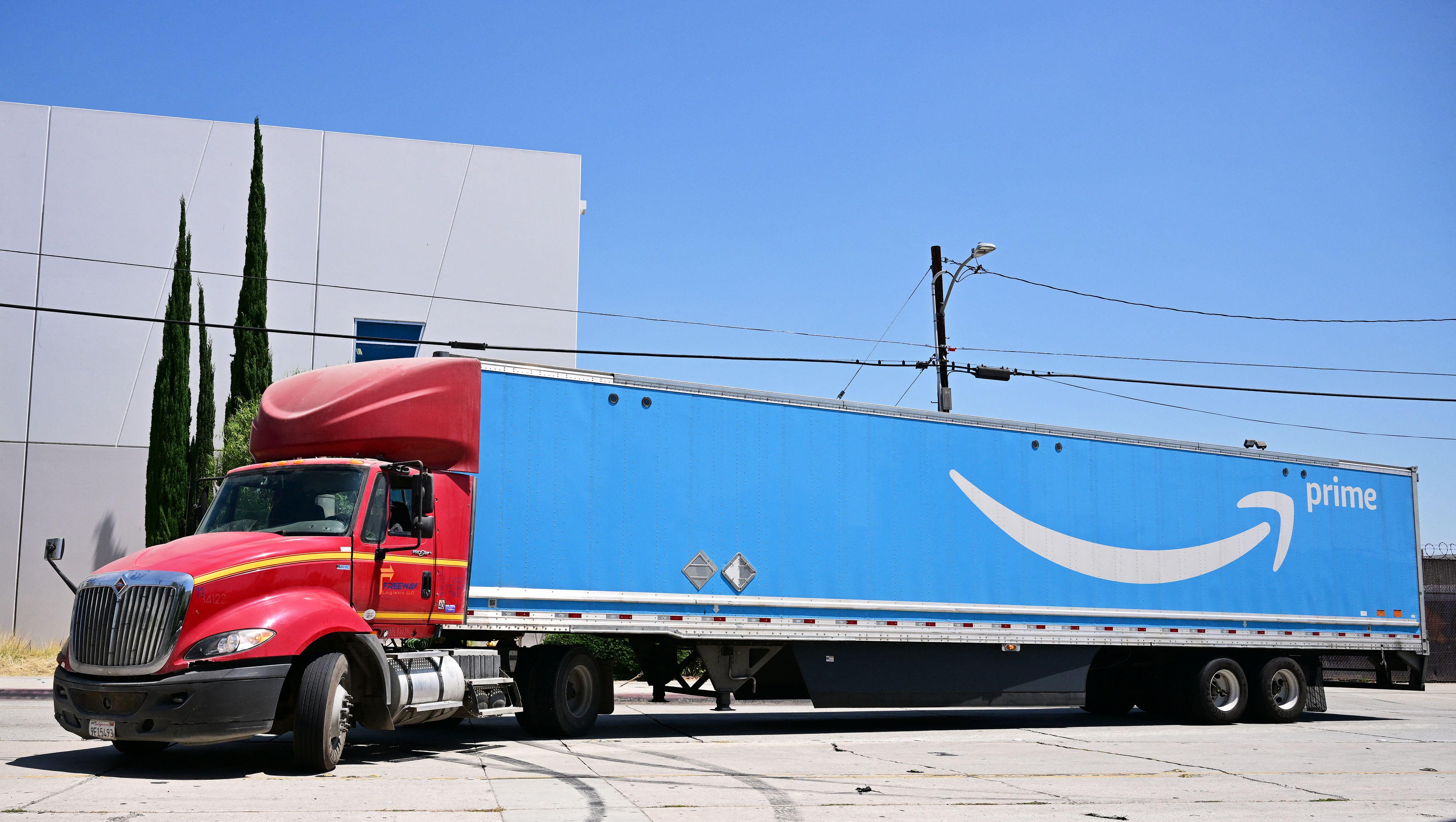 An Amazon delivery truck.