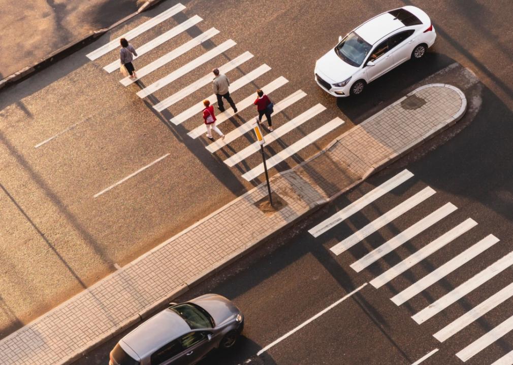 Pedestrian crossing. View from above.