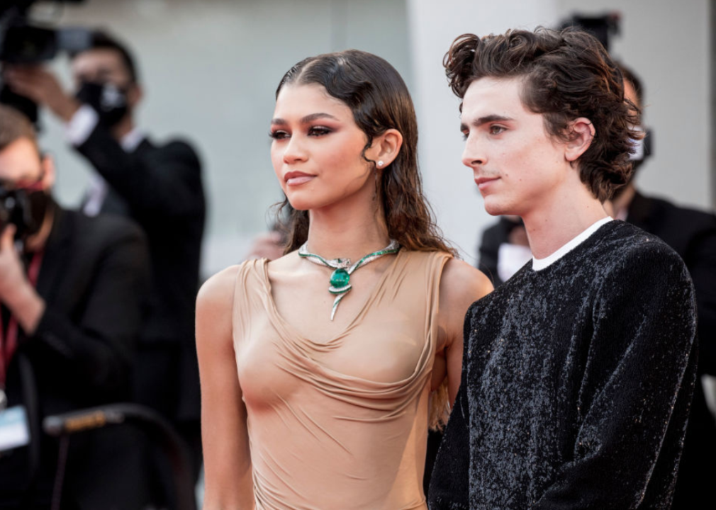 Zendaya and Timothee Chalamet attend a red carpet screening of the movie "Dune."