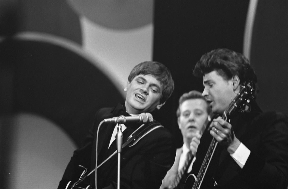 The Everly Brothers sing during a TV appearance