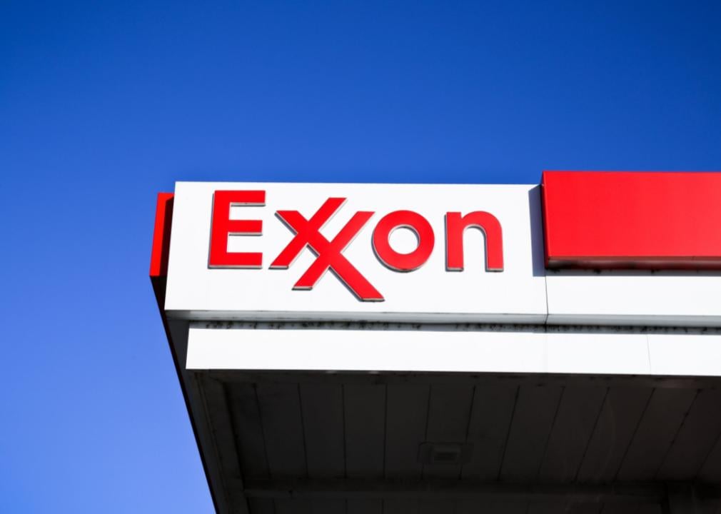An Exxon sign above a gas station