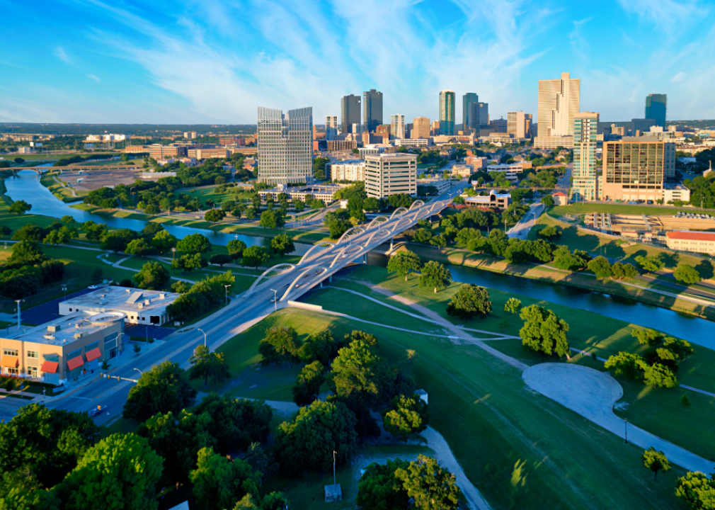 An aerial view of downtown Fort Worth.