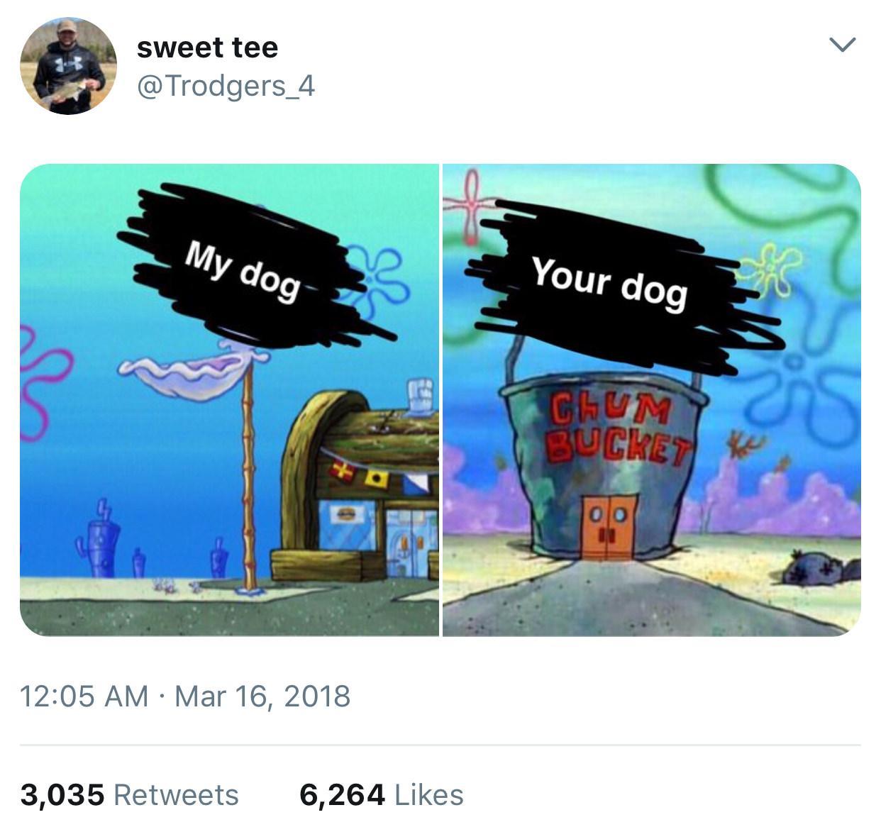 The competing restaurants in "SpongeBob Squarepants" are used in a rivalry-themed meme.