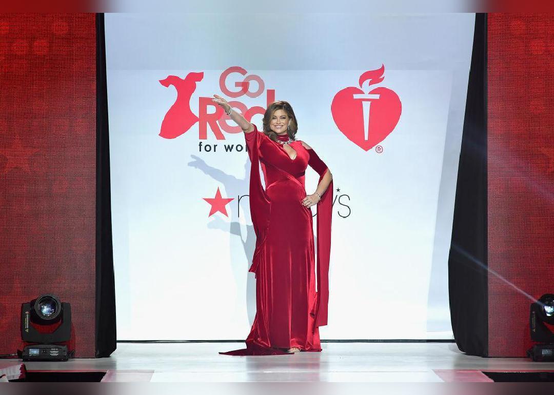 Kathy Ireland gestures onstage.