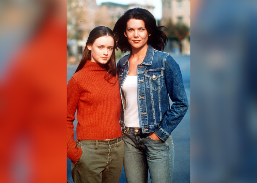 Alexis Bledel and Lauren Graham pose in character for a promotional shot for "The Gilmore Girls" series.