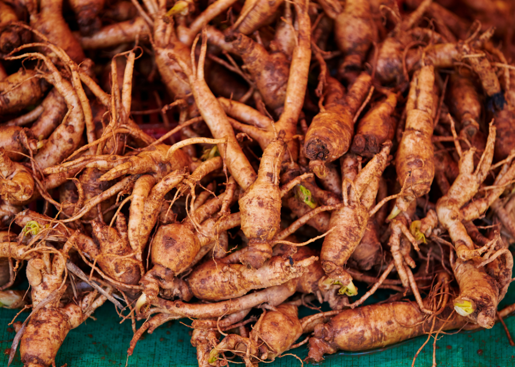 A pile of ginseng roots.