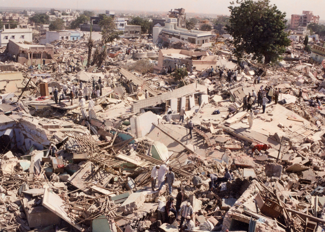 Damage after an earthquake hit in Anjar Gujarat India on 29th January 2001. 