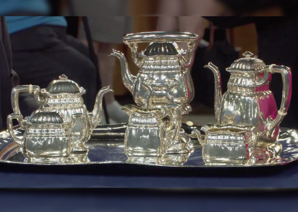 A silver tea and coffee service as seen on The Antiques Roadshow.