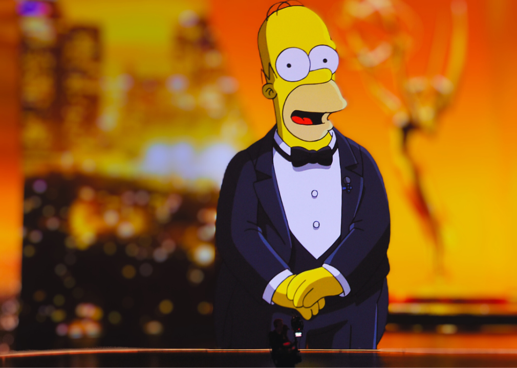 LOS ANGELES, CALIFORNIA - SEPTEMBER 22: A video of Homer Simpson speaking is projected on a video screen during the 71st Emmy Awards at Microsoft Theater on September 22, 2019 in Los Angeles, California. 