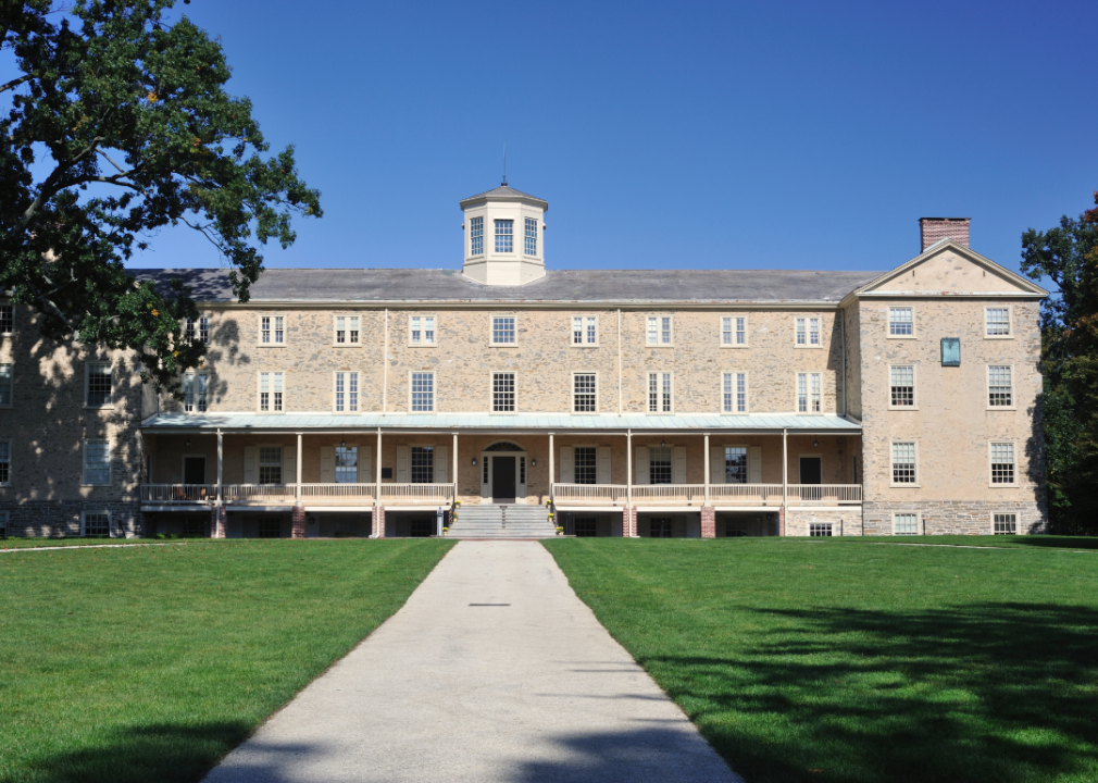 Founders Hall on the campus of Haverford College.