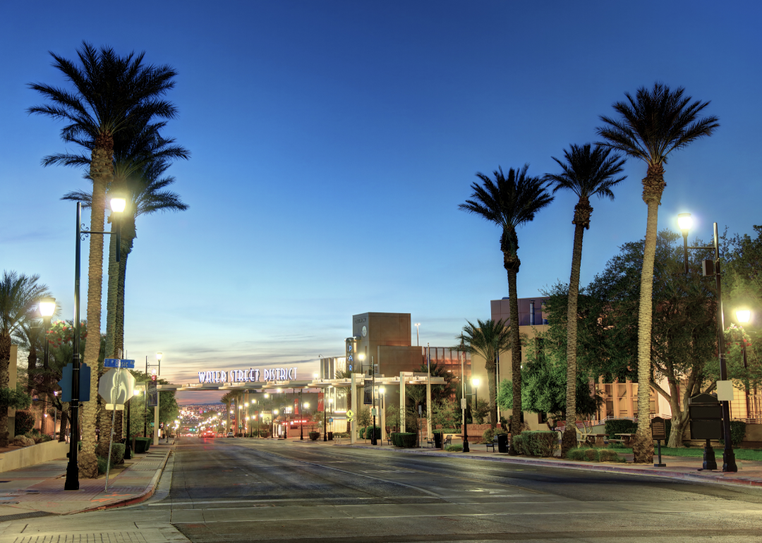 A street at night in Henderson, Nevada.