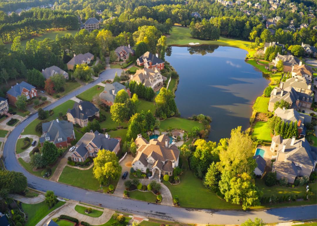 An aerial view of mansions in Atlanta.