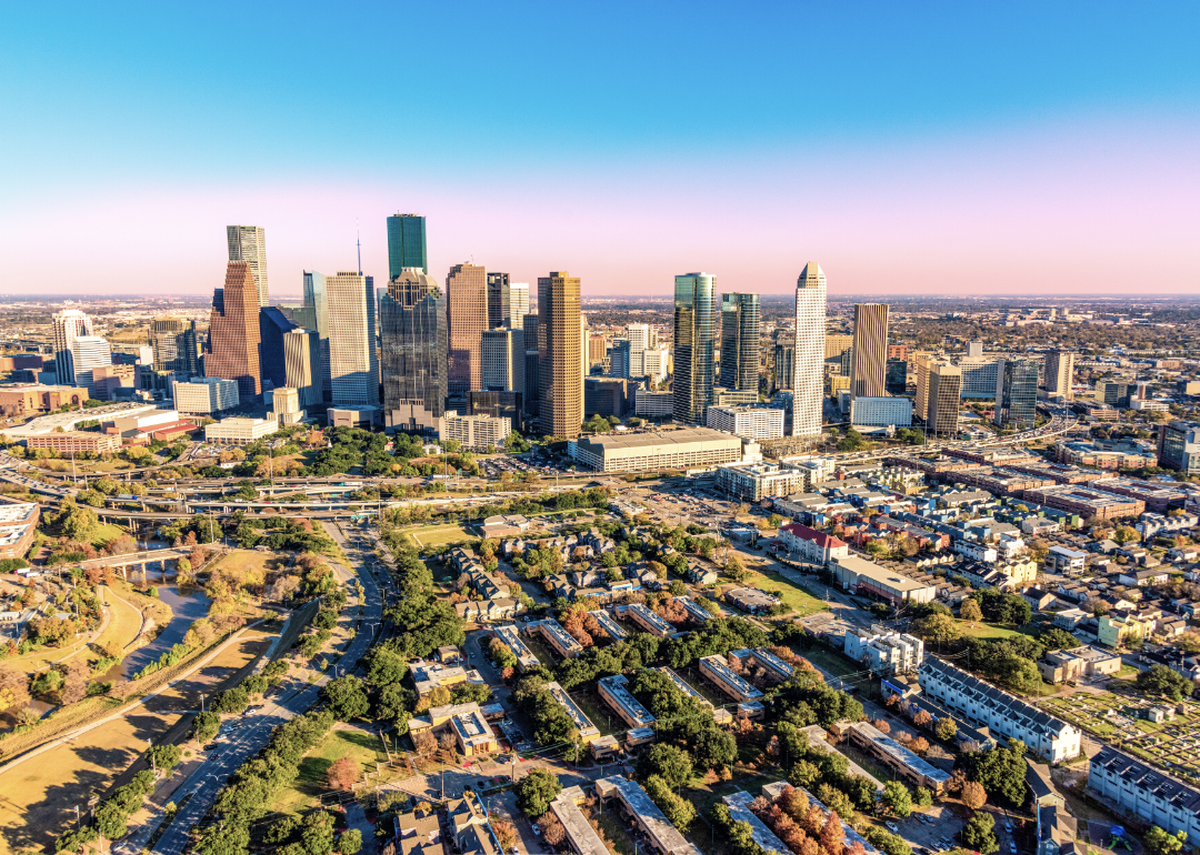 An aerial view of downtown Houston.