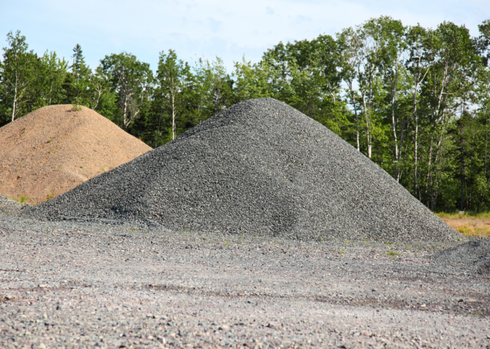 Piles of gravel.