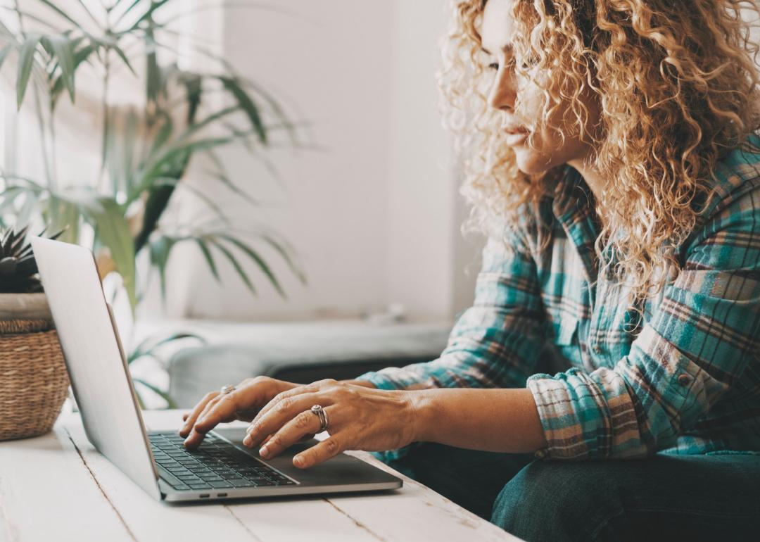 Woman using laptop