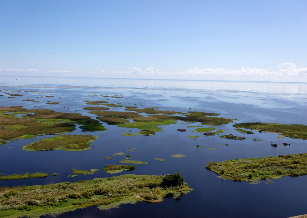 An aerial view of Lake Okeechobee.