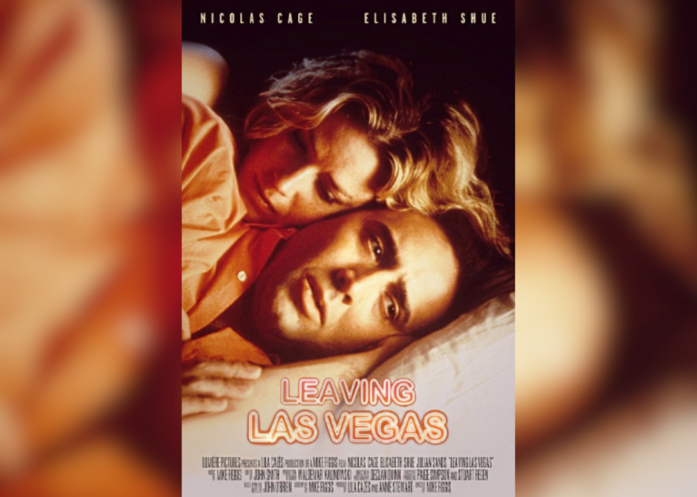 Elisabeth Shue and Nicolas Cage as seen in the "Leaving Las Vegas" movie poster.