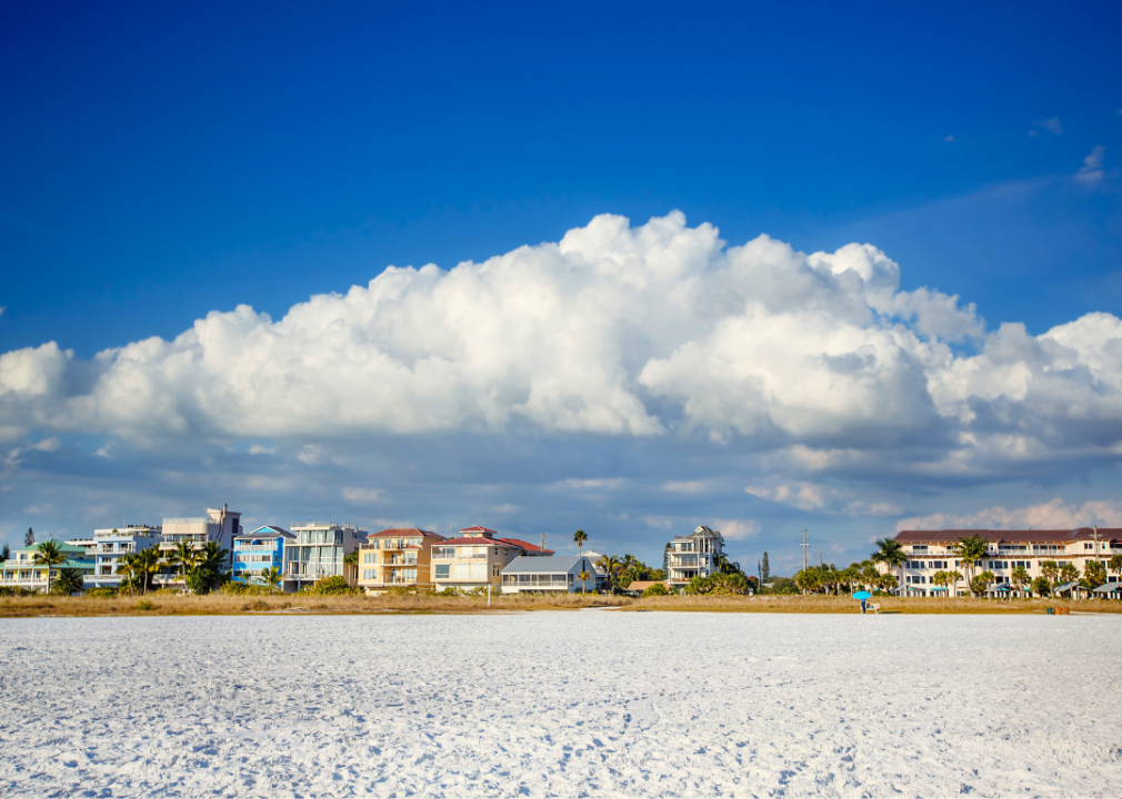 A distant view of Lido Beach in Sarasota, Florida.