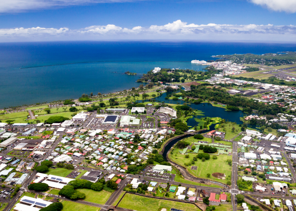 Aerial view of Hawaii town.