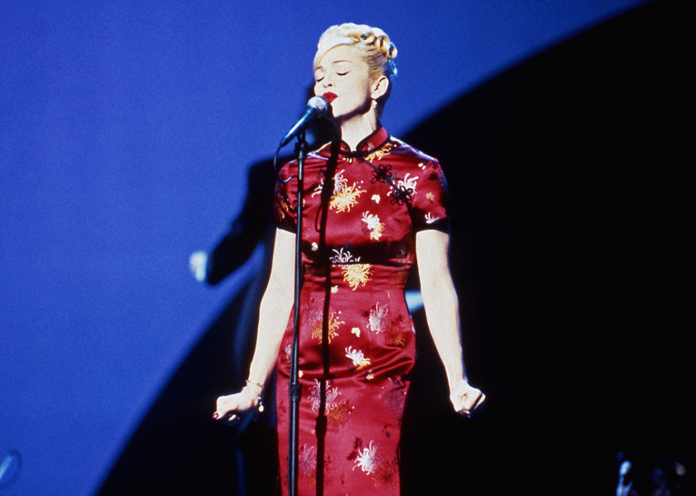 Madonna performing on stage.