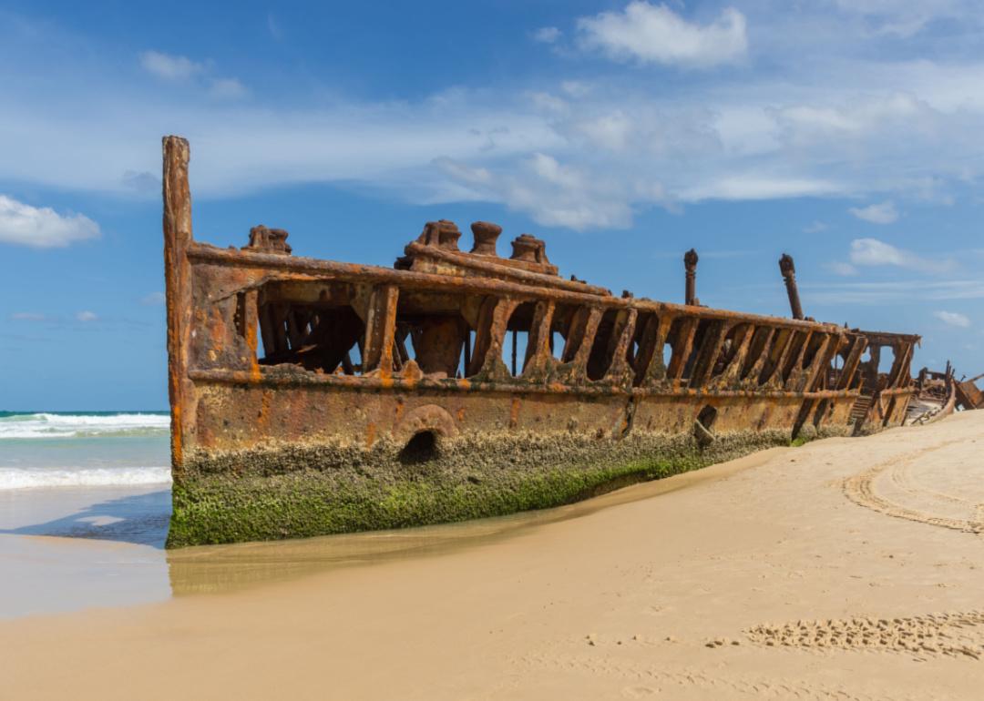 Maheno shipwreck on the beach at Fraser Island, Australia